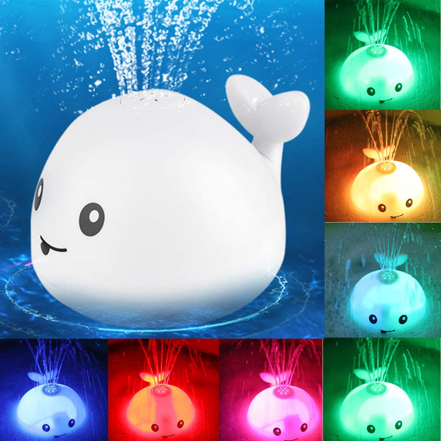 Baby Bath Flashing Light And Spray Water Whale Toys Water Reaction Flashing Baby Bathroom Toys Lamp Bath Toys As Kids Gift